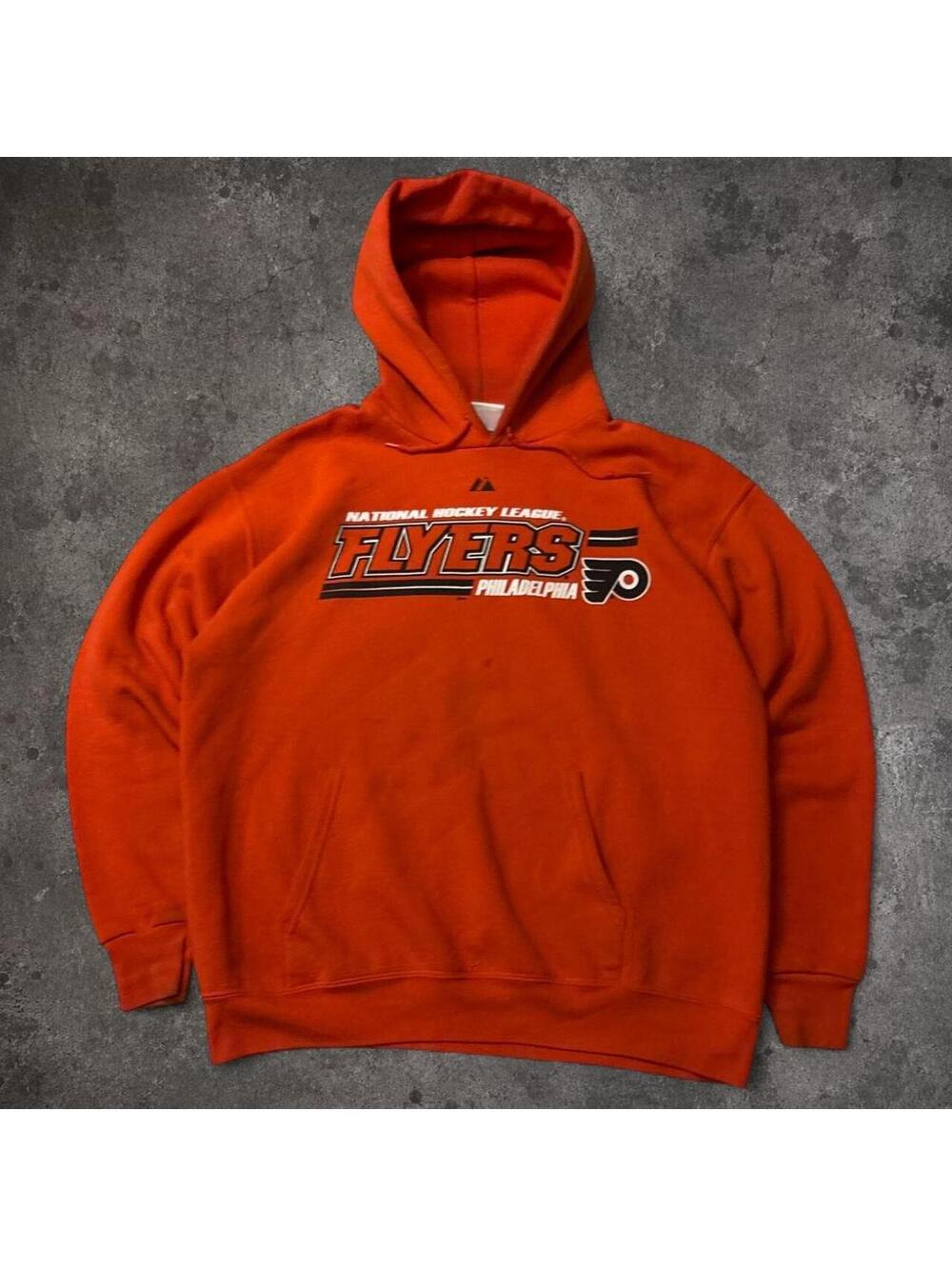 Majestic Athletic Men's Orange and Red Hoody